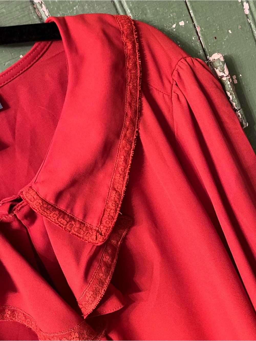 ModCloth Blouse Rust Color Ruffle Collar Plus Size 3X - Picture 5 of 8